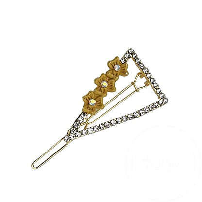 Crystal Flower Hair Slides – Triangle or Oval, 6 Colours, 1, 2 or 5 Slides - Yellow, Triangle, 1 Slide