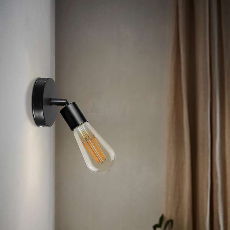 Adjustable Wall & Ceiling Spot Light – Black, E27, 180° Tilt - photo 6