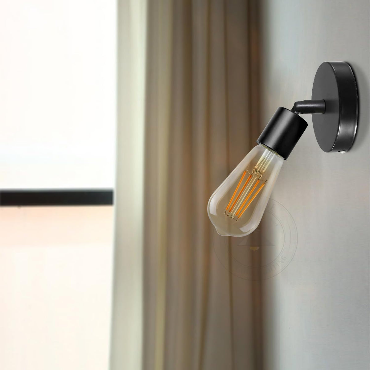 Adjustable Wall & Ceiling Spot Light – Black, E27, 180° Tilt - Black, Single, ST64 LED Bulb 4W