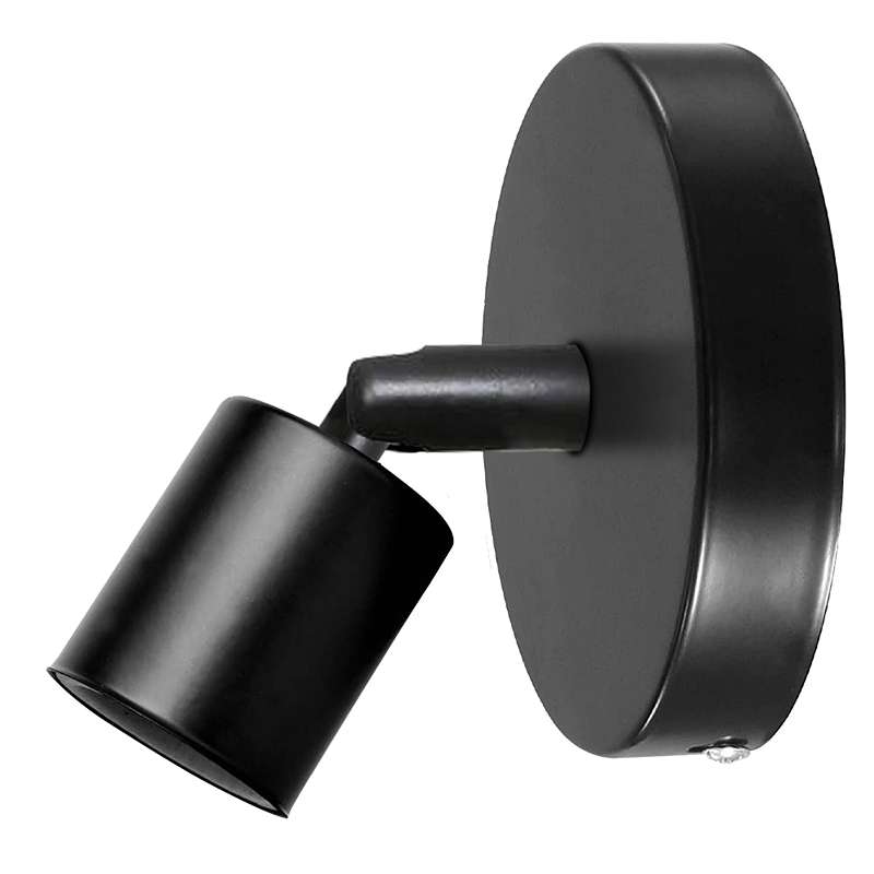 Adjustable Wall & Ceiling Spot Light – Black, E27, 180° Tilt - Black, Single, Without Bulb