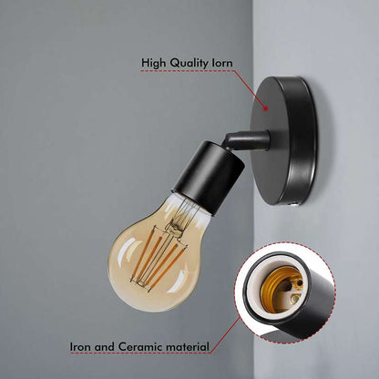 Adjustable Wall & Ceiling Spot Light – Black, E27, 180° Tilt