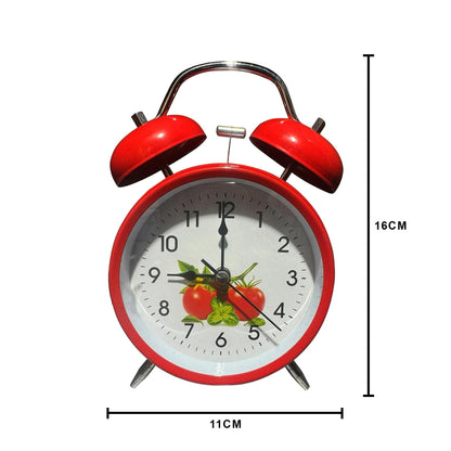 Twin Bell Alarm Clock – Fruit Print Dial, 16 cm, 5 Colours - photo 2