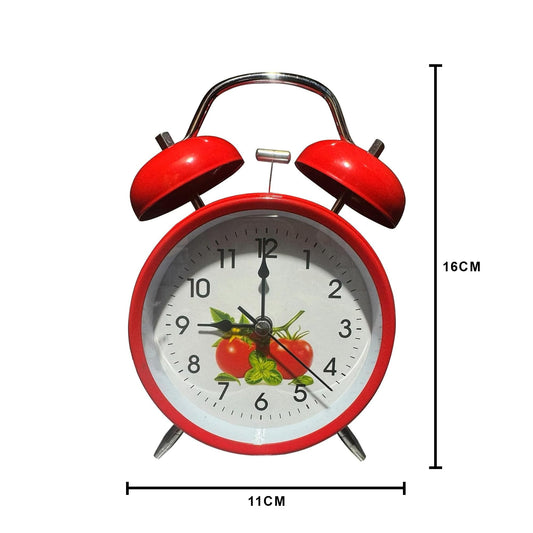 Twin Bell Alarm Clock – Fruit Print Dial, 16 cm, 5 Colours - photo 2