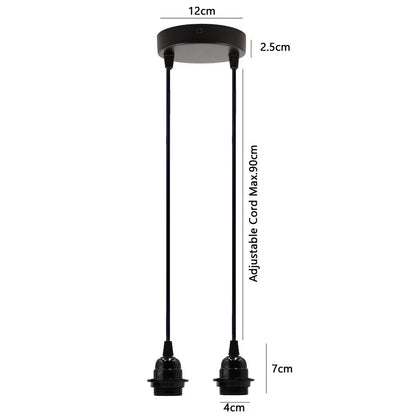 Twin Pendant Light Kit – 2 Black E27 Holders on One Ceiling Rose - photo 4
