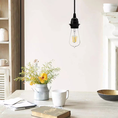 Twin Pendant Light Kit – 2 Black E27 Holders on One Ceiling Rose - photo 6