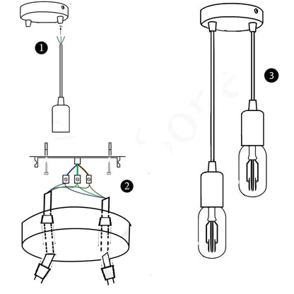 Twin Pendant Light Kit – 2 Black E27 Holders on One Ceiling Rose - photo 7