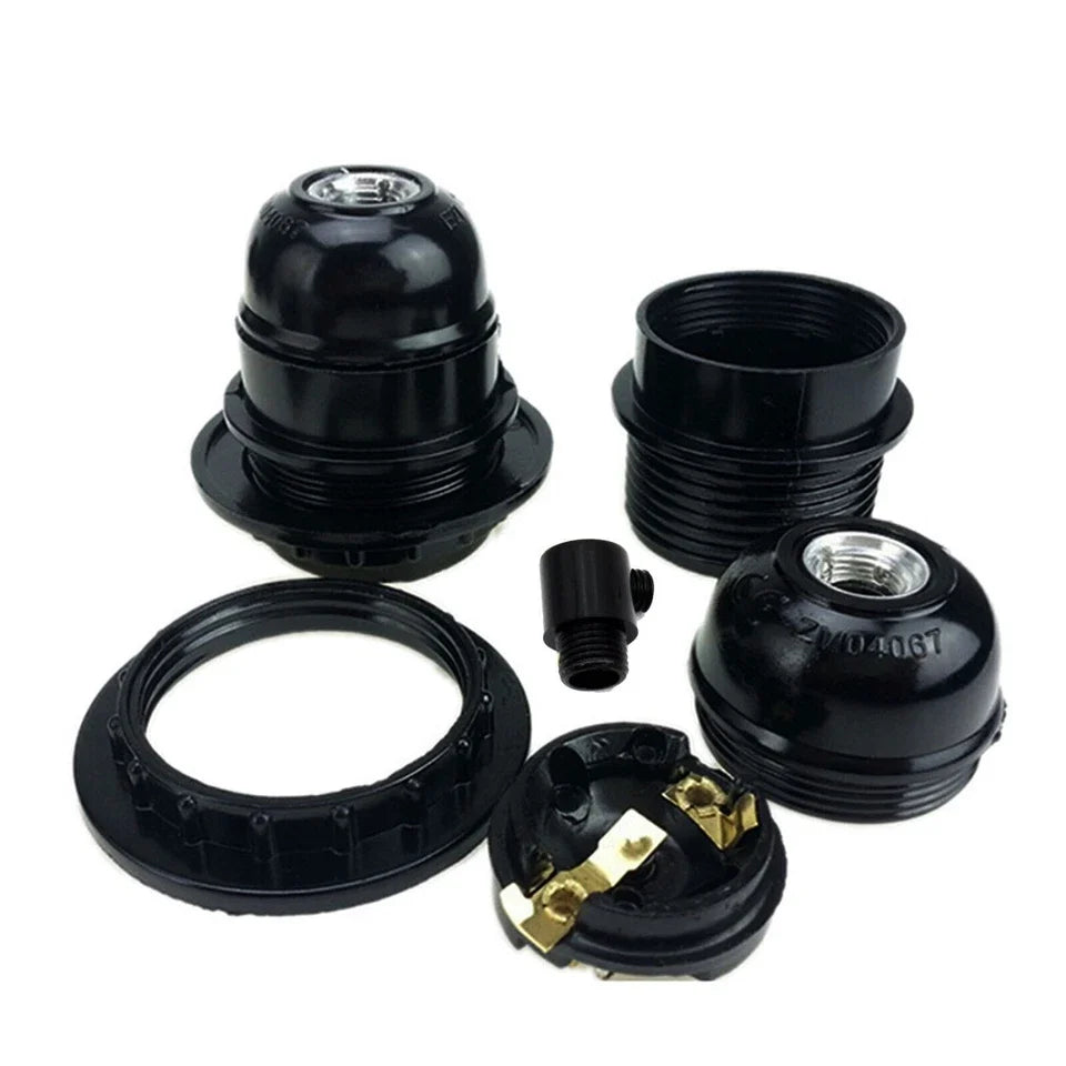Twin Pendant Light Kit – 2 Black E27 Holders on One Ceiling Rose - photo 8