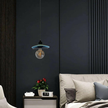 Two-Layer Disc Pendant Light – Black & Teal, E27 - photo 3