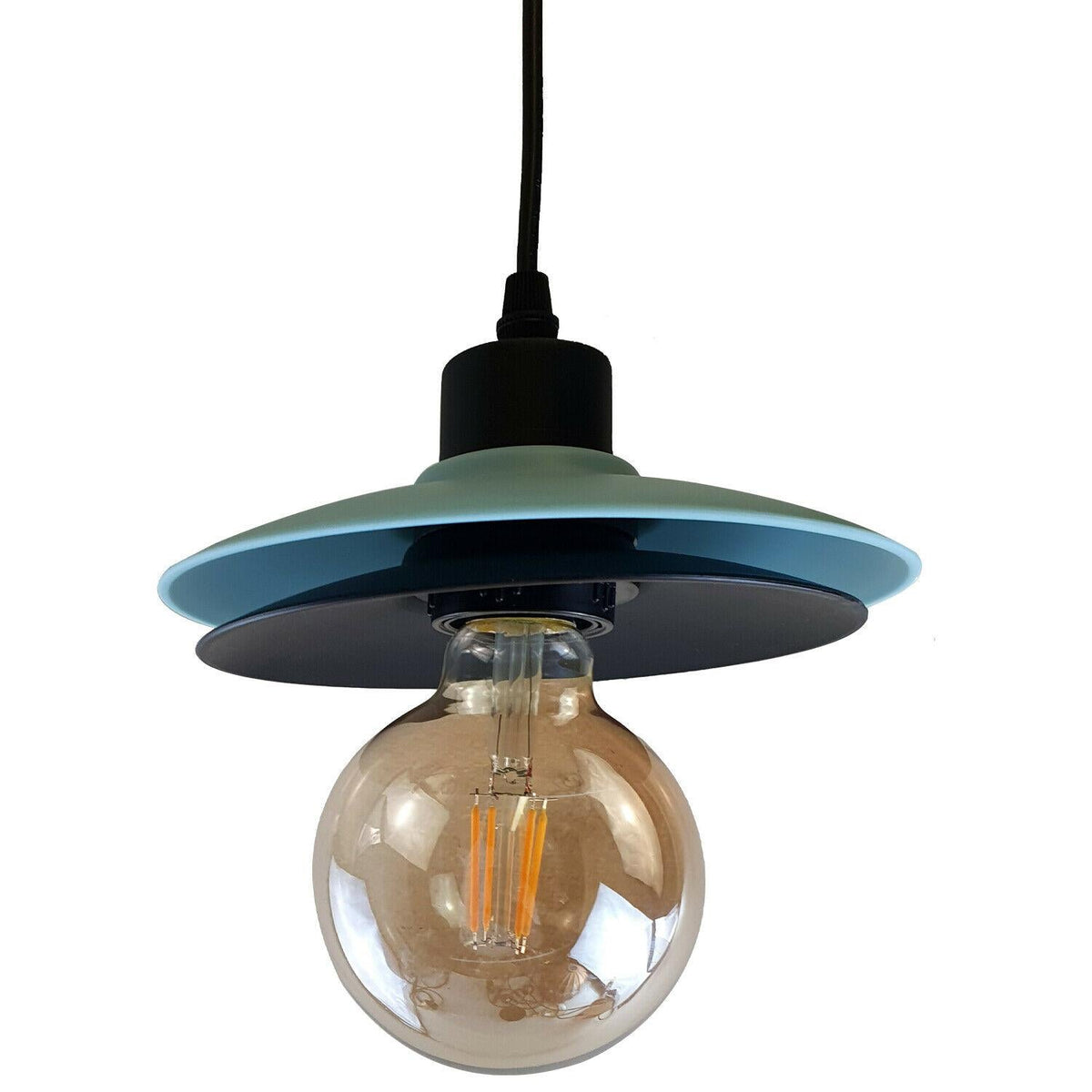 Two-Layer Disc Pendant Light – Black & Teal, E27 - photo 5