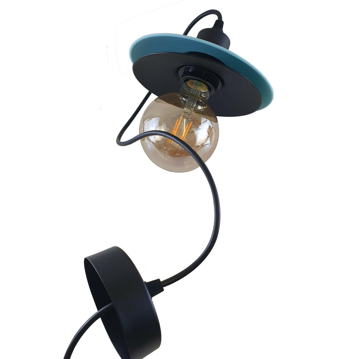 Two-Layer Disc Pendant Light – Black & Teal, E27 - photo 6