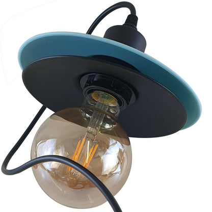 Two-Layer Disc Pendant Light – Black & Teal, E27 - photo 7