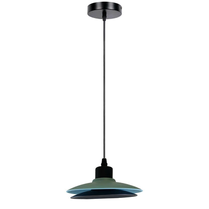 Two-Layer Disc Pendant Light – Black & Teal, E27 - Black & Teal, No Shade, Without Bulb