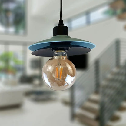 Two-Layer Disc Pendant Light – Black & Teal, E27