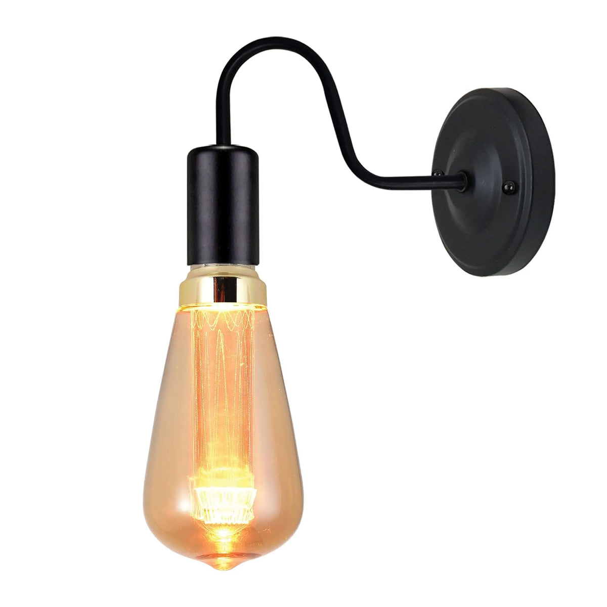 Gooseneck Wall Light Holder – Black, E27, with or without Bulb - photo 15