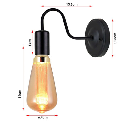 Gooseneck Wall Light Holder – Black, E27, with or without Bulb - photo 5