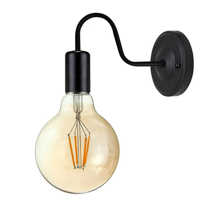 Gooseneck Wall Light Holder – Black, E27, with or without Bulb - photo 9