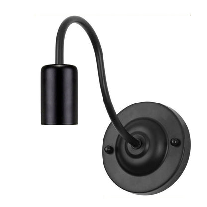 Gooseneck Wall Light Holder – Black, E27, with or without Bulb - Black, No Shade, Without Bulb
