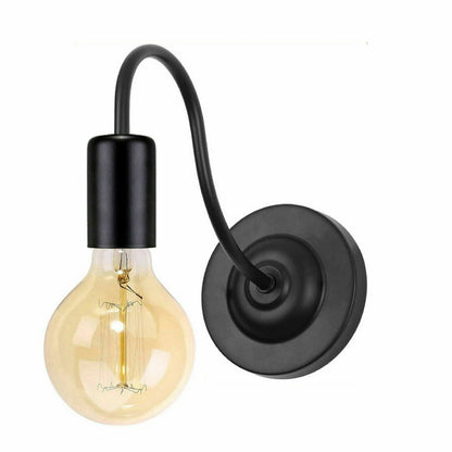 Gooseneck Wall Light Holder – Black, E27, with or without Bulb - Black, No Shade, G80 LED Bulb 4W