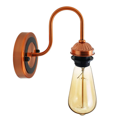 U-Bend Arm Wall Light Copper with Shade – E27 - Copper, No Shade, Without Bulb