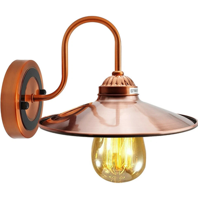 U-Bend Arm Wall Light Copper with Shade – E27