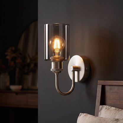 U-Arm Wall Light with Glass Shade – Chrome or Yellow Brass, E27 - photo 6