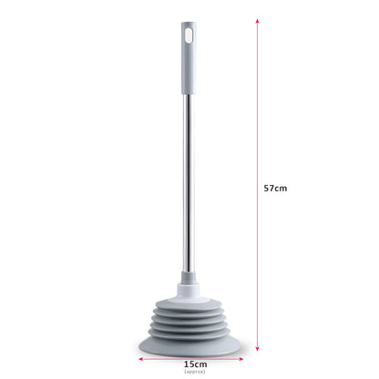Bellows Toilet Plunger with Stainless Steel Handle – 57 cm, Grey