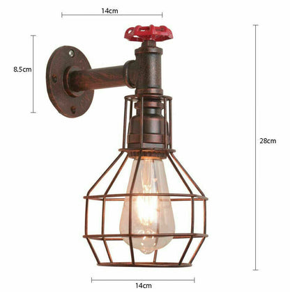Water Pipe Wall Light with Cage and Red Valve – E27 - photo 10
