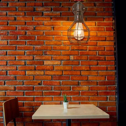 Water Pipe Wall Light with Cage and Red Valve – E27 - photo 6