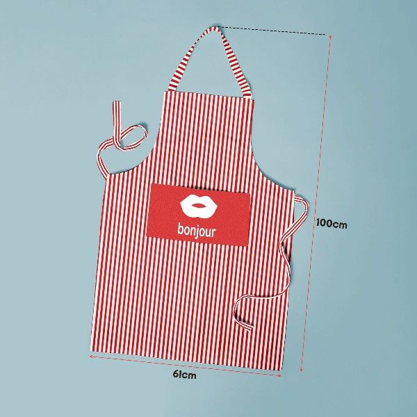 Cotton Bib Apron with Pocket – Bonjour Black, Bonjour Red or Owl Print - photo 3