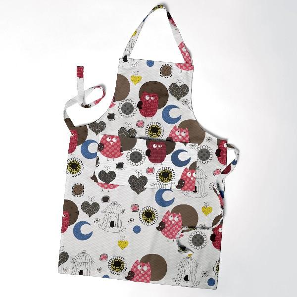 Cotton Bib Apron with Pocket – Bonjour Black, Bonjour Red or Owl Print - photo 4