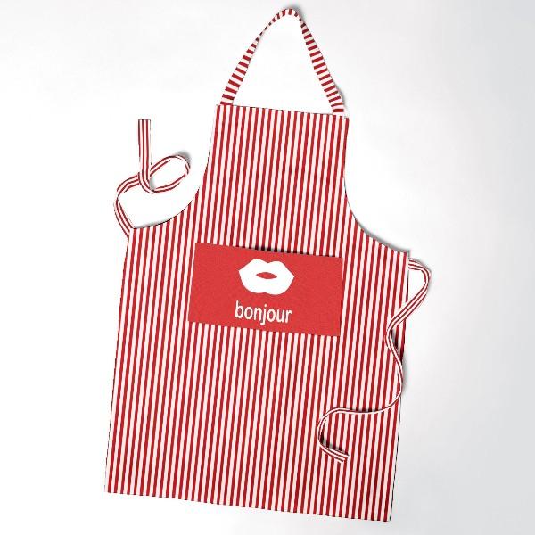 Cotton Bib Apron with Pocket – Bonjour Black, Bonjour Red or Owl Print