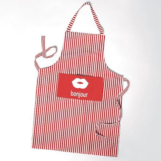 Cotton Bib Apron with Pocket – Bonjour Black, Bonjour Red or Owl Print
