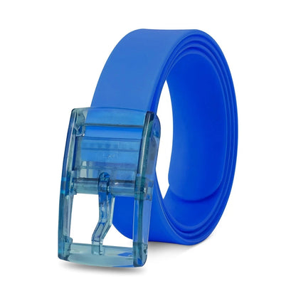 Silicone Stretch Belt – Cut to Fit, Blue, Green, Orange, Pink or White - Blue, Single