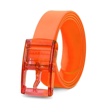 Silicone Stretch Belt – Cut to Fit, Blue, Green, Orange, Pink or White - Orange, Single