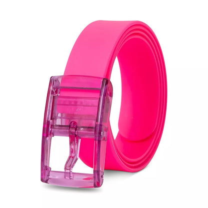 Silicone Stretch Belt – Cut to Fit, Blue, Green, Orange, Pink or White - Pink, Single