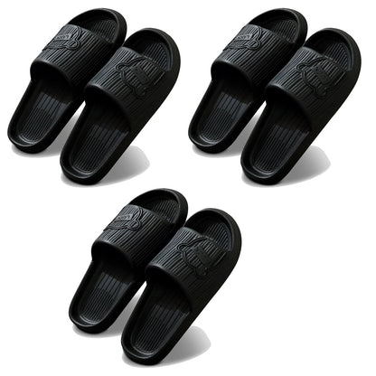 EVA Sliders, Pack of 3 Pairs – Non-Slip Sole, 5 Colours, EU 36 to 41 - Black, 40-41