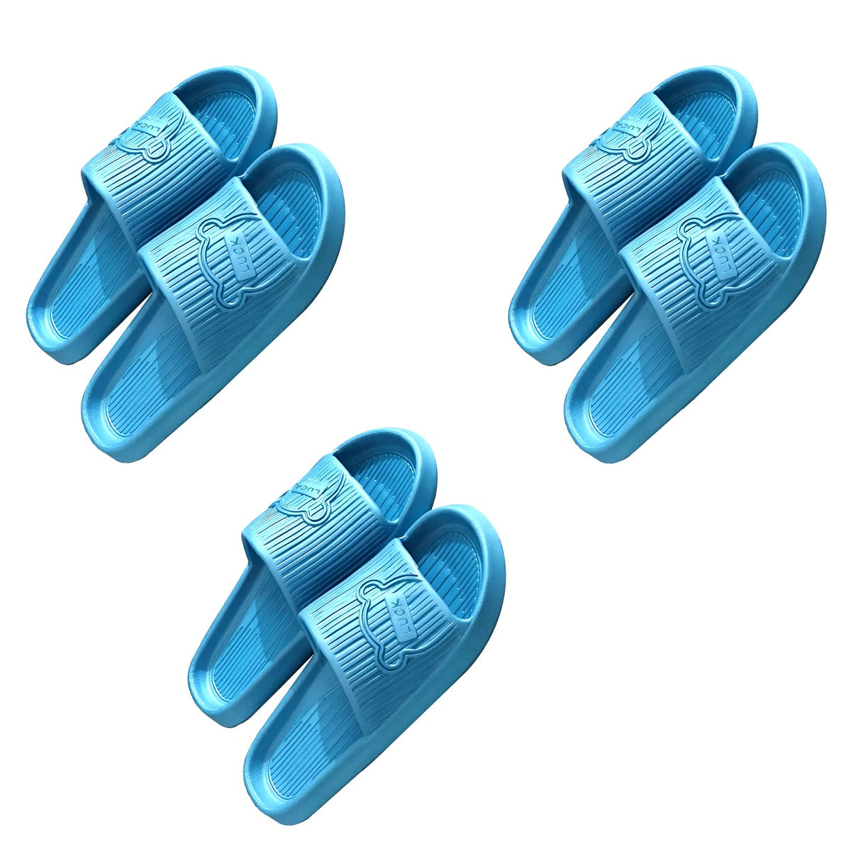 EVA Sliders, Pack of 3 Pairs – Non-Slip Sole, 5 Colours, EU 36 to 41 - Blue, 38-39