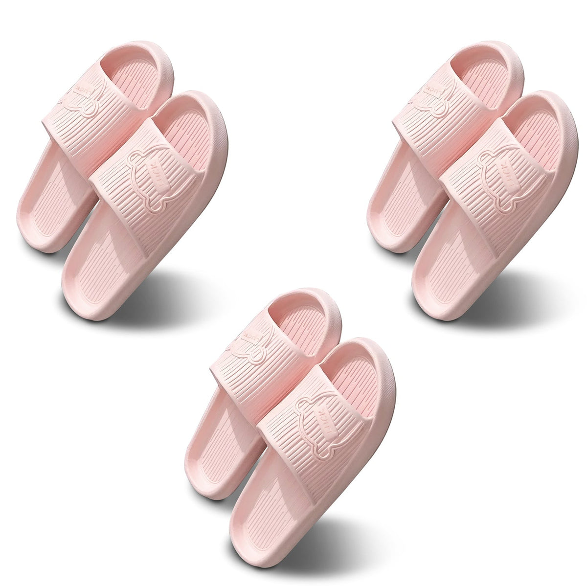 EVA Sliders, Pack of 3 Pairs – Non-Slip Sole, 5 Colours, EU 36 to 41 - Pink, 38-39