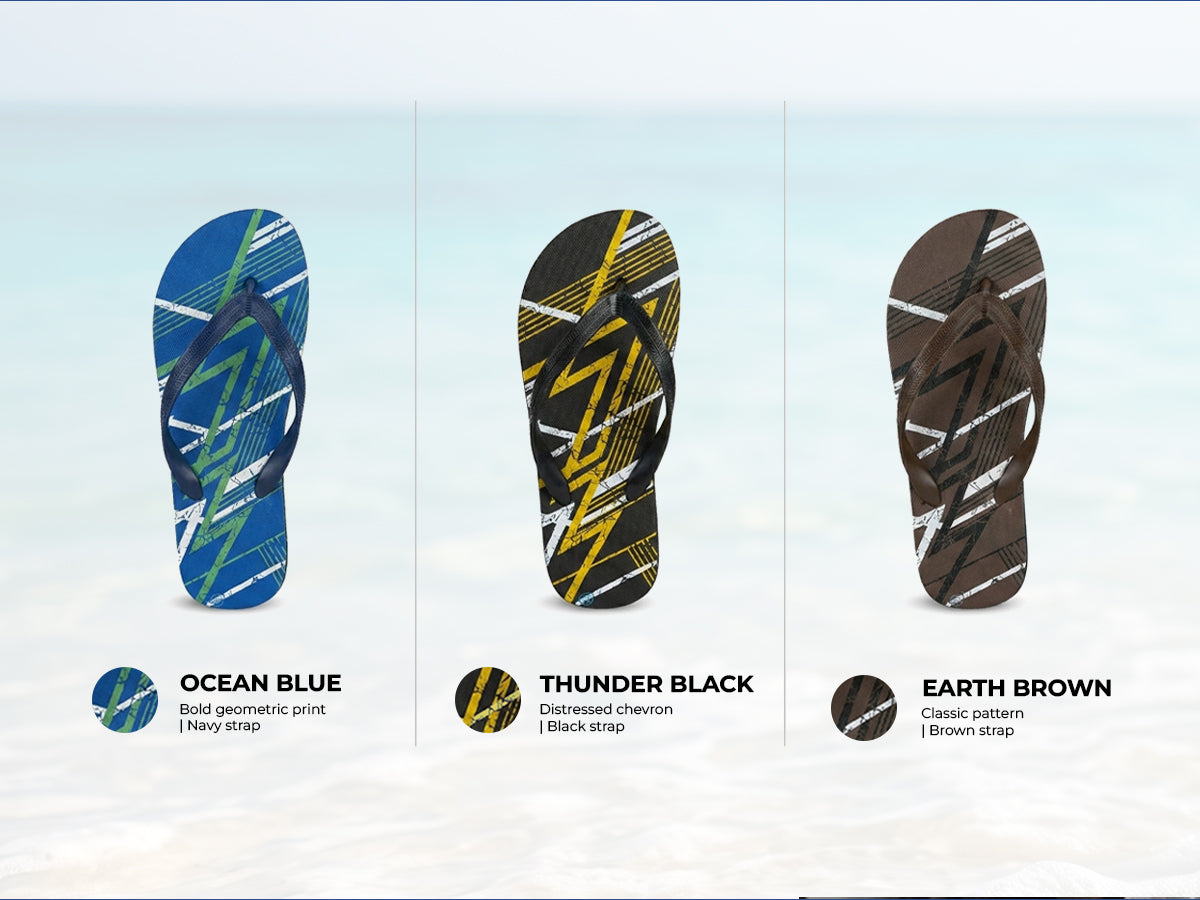 Unisex Rubber Flip Flops – Printed Design, Blue, Black or Brown, UK 6 to 11 - photo 6