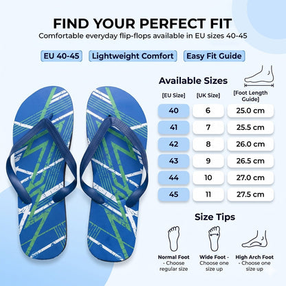Unisex Rubber Flip Flops – Printed Design, Blue, Black or Brown, UK 6 to 11 - photo 2