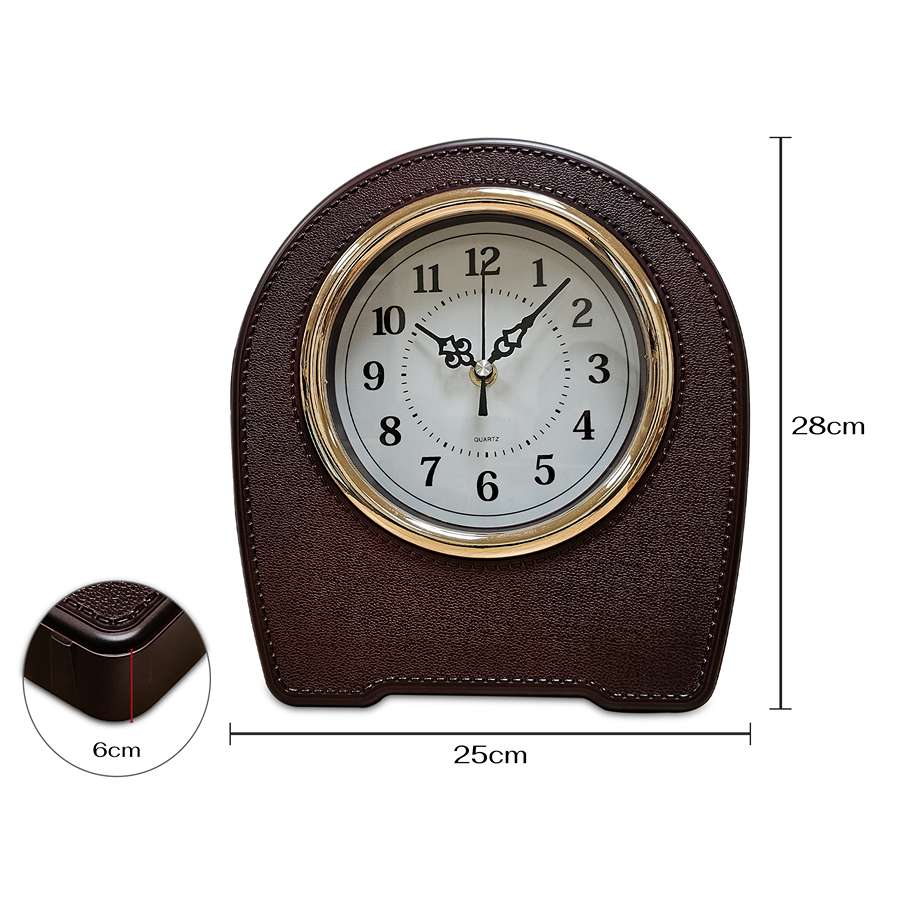 Leather-Effect Mantel Clock – Silent, 28 x 25 cm, Black, Brown or White - photo 11