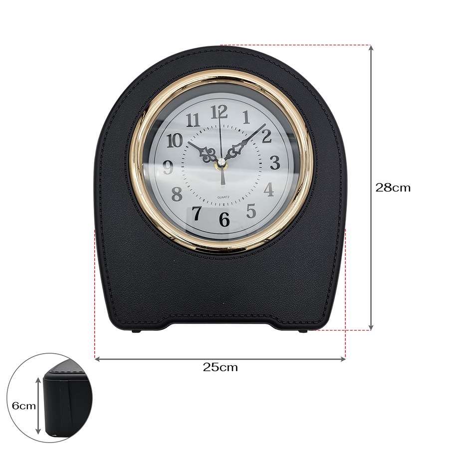 Leather-Effect Mantel Clock – Silent, 28 x 25 cm, Black, Brown or White - photo 12