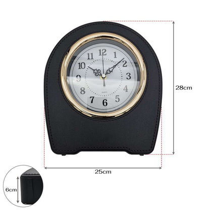 Leather-Effect Mantel Clock – Silent, 28 x 25 cm, Black, Brown or White - photo 12