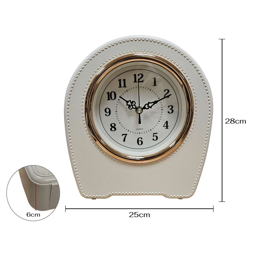 Leather-Effect Mantel Clock – Silent, 28 x 25 cm, Black, Brown or White - photo 2