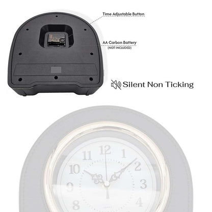 Leather-Effect Mantel Clock – Silent, 28 x 25 cm, Black, Brown or White - photo 3