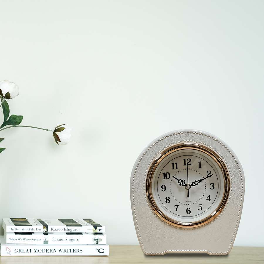 Leather-Effect Mantel Clock – Silent, 28 x 25 cm, Black, Brown or White - photo 4