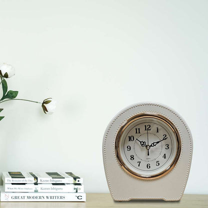Leather-Effect Mantel Clock – Silent, 28 x 25 cm, Black, Brown or White - photo 4