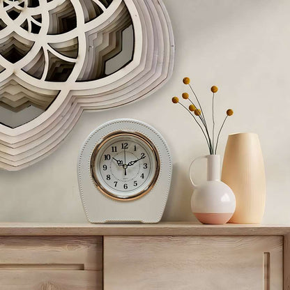 Leather-Effect Mantel Clock – Silent, 28 x 25 cm, Black, Brown or White - photo 5