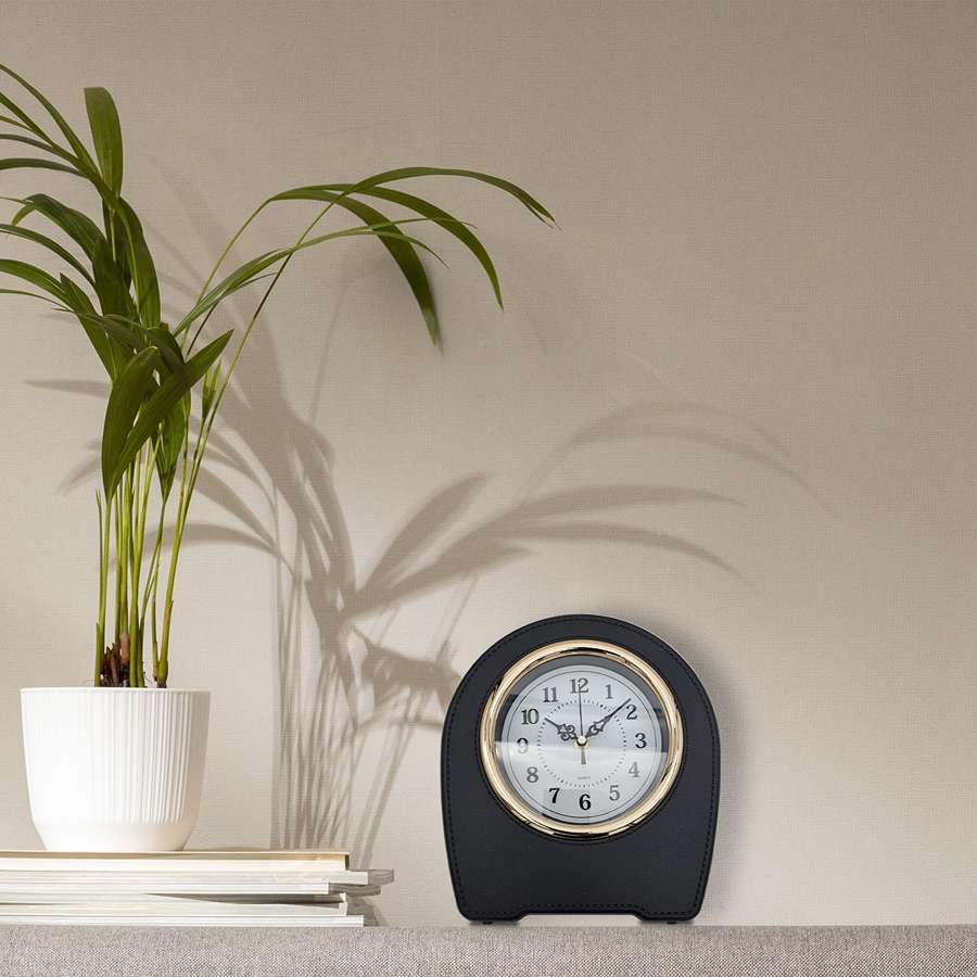 Leather-Effect Mantel Clock – Silent, 28 x 25 cm, Black, Brown or White - photo 7