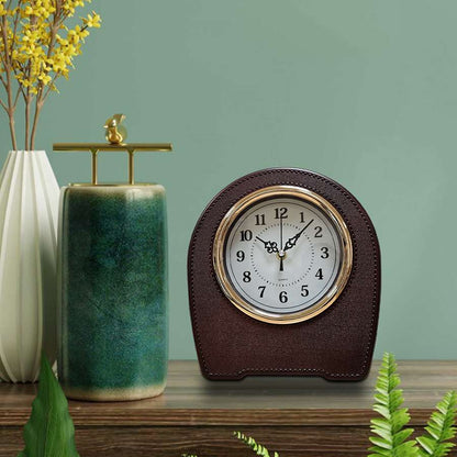 Leather-Effect Mantel Clock – Silent, 28 x 25 cm, Black, Brown or White - photo 8